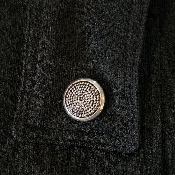 70s Womens Jumpsuit Black Wide Leg Zipup Polyester Disco Bellbottom Sz M 8 10 - Picture 9 of 12